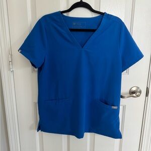 Figs Casma 3-pocket Scrub Top Royal Blue